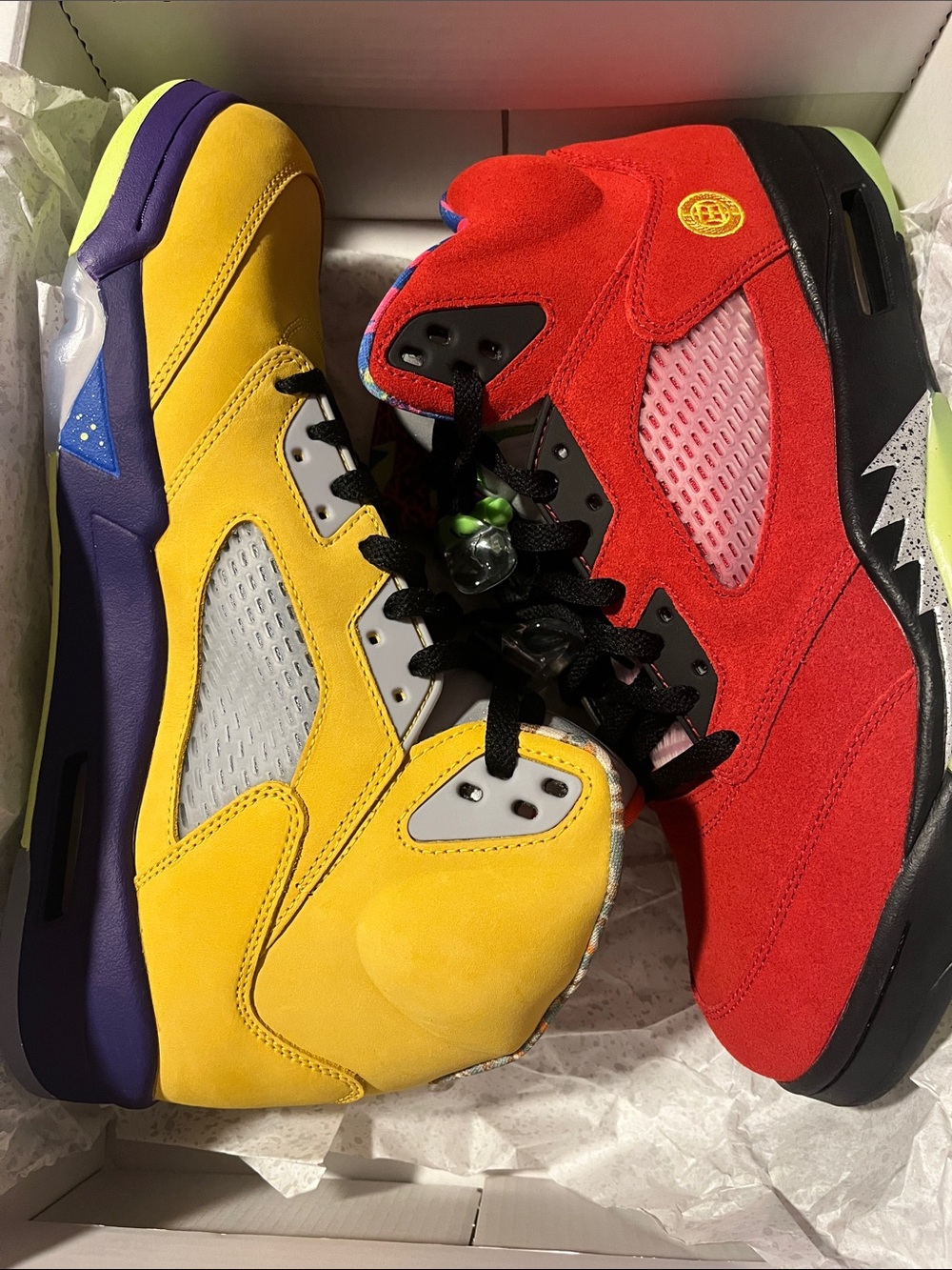 Jordan Retro Colorblock Suede Sneakers - Yellow & Red